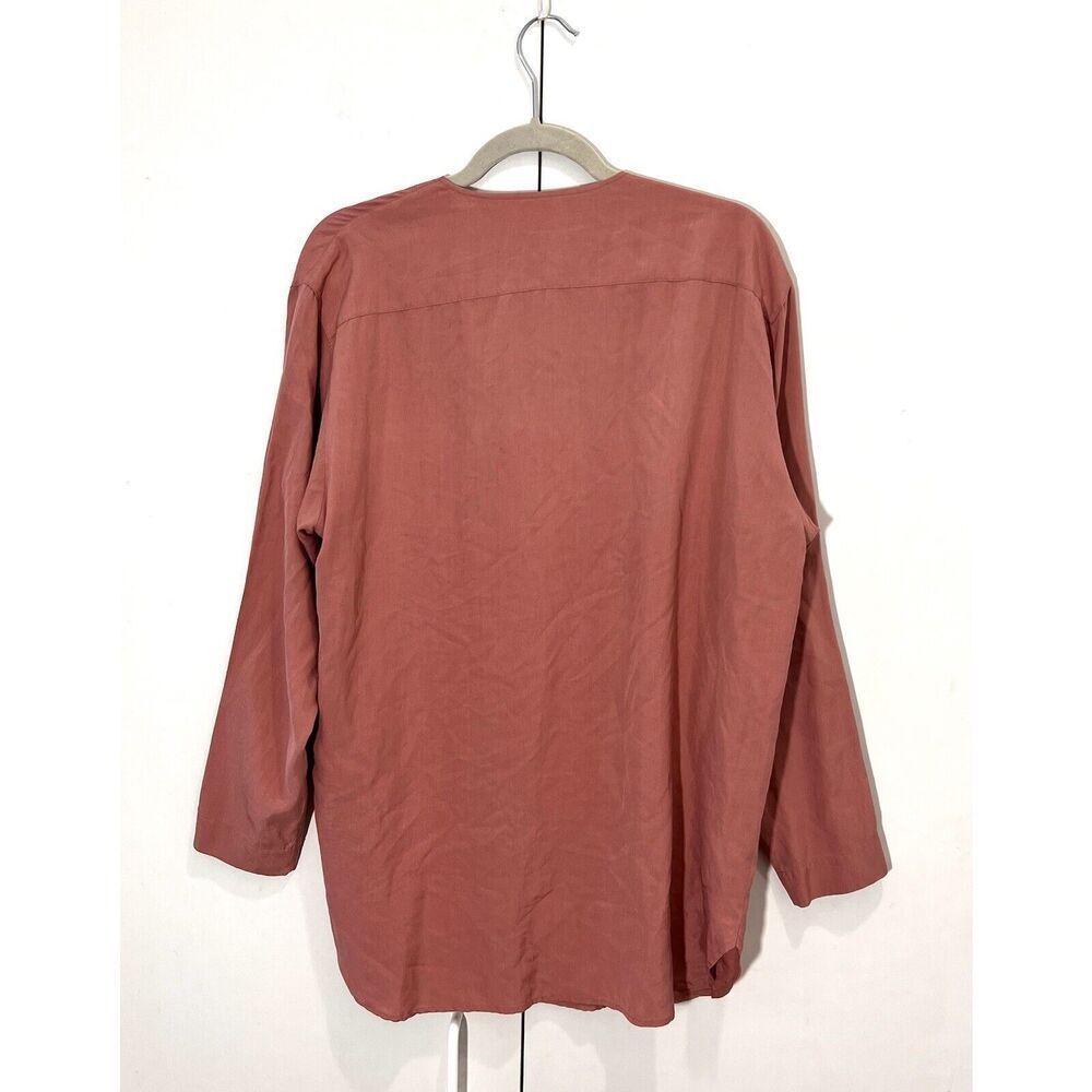 Banana Republic Safari Vintage Blouse Tunic Women’s M Silk Coral Long Sleeve - Picture 2 of 7